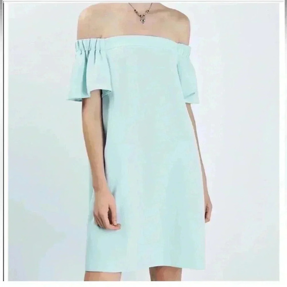 Topshop Off The Shoulder Mint Midi Flutter Sleeve Dress NWT Size 4